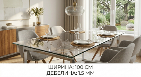 Прозрачен PVC протектор за маси – Ширина 100 см (дебелина 1.5мм)