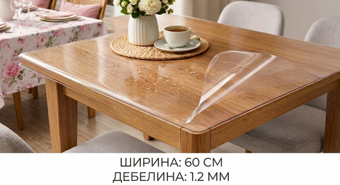 Прозрачен PVC протектор за маса - защита от надраскване и петна
