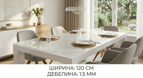 Прозрачен PVC протектор за големи маси – Ширина 120 см (Дебелина 1.5 мм)