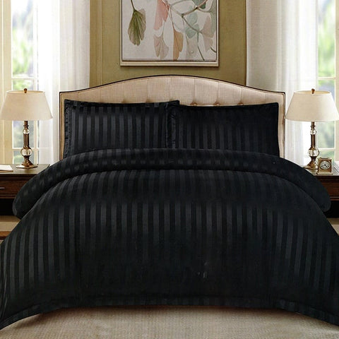 Луксозен спален комплект със сатенени райета черен