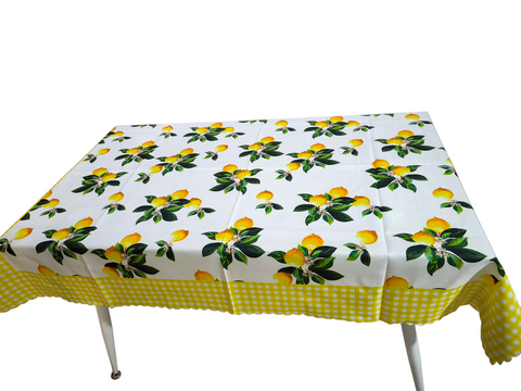 Покривка за маса с лимонов десен Правоъгълна 140см/180см Плат, полиестер