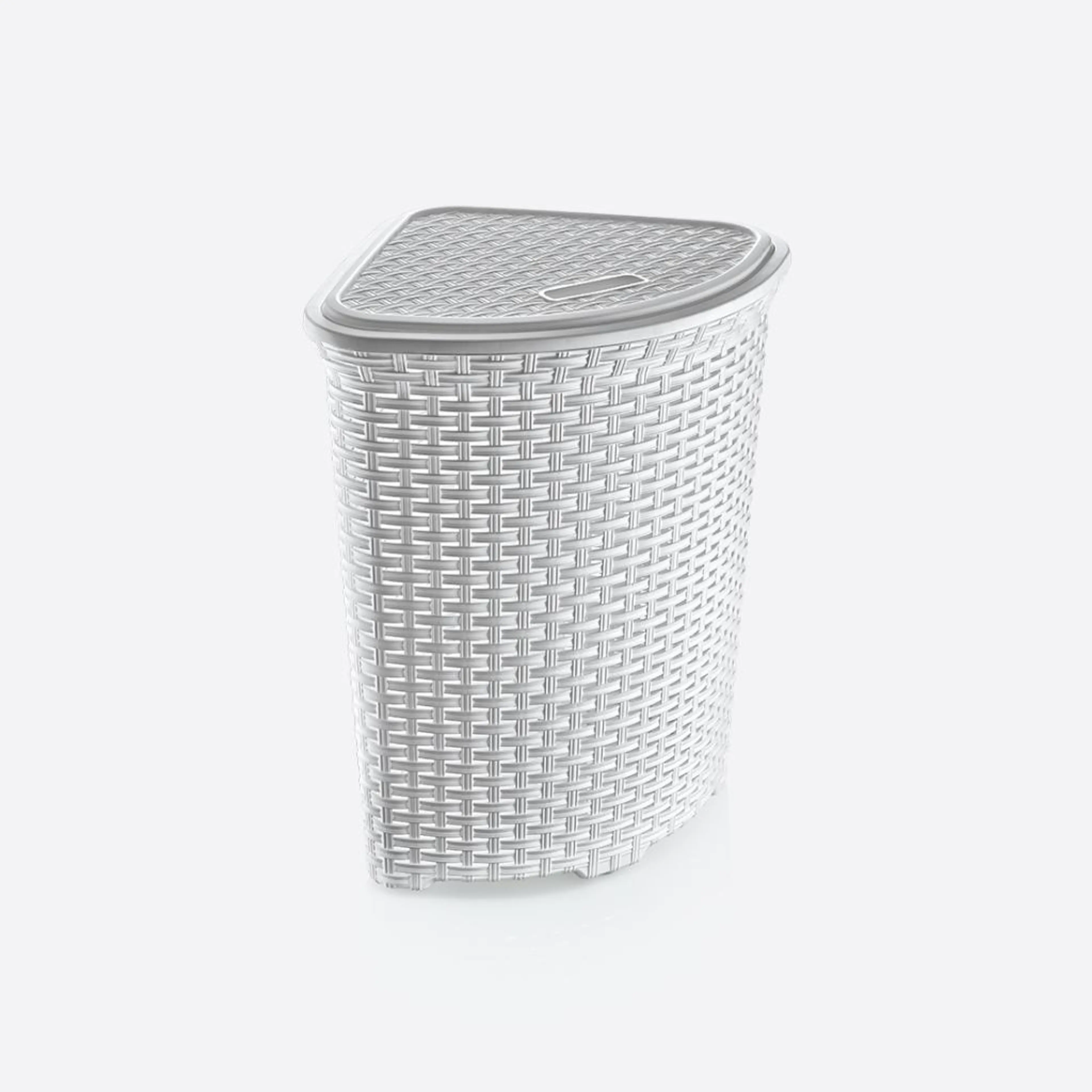 Ъглов кош за дрехи, бял