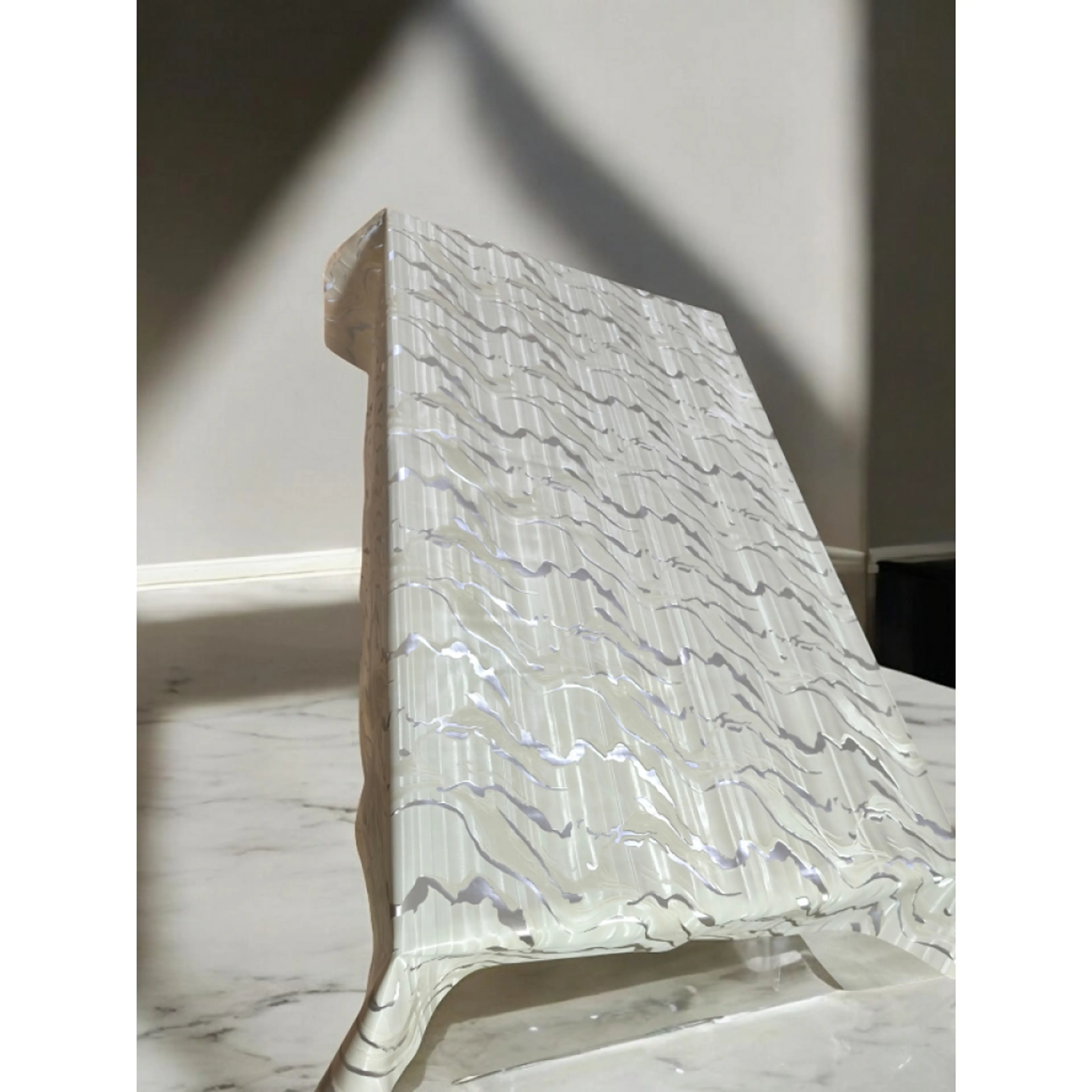 Луксозна перяща мушама, бежов-сив мрамор