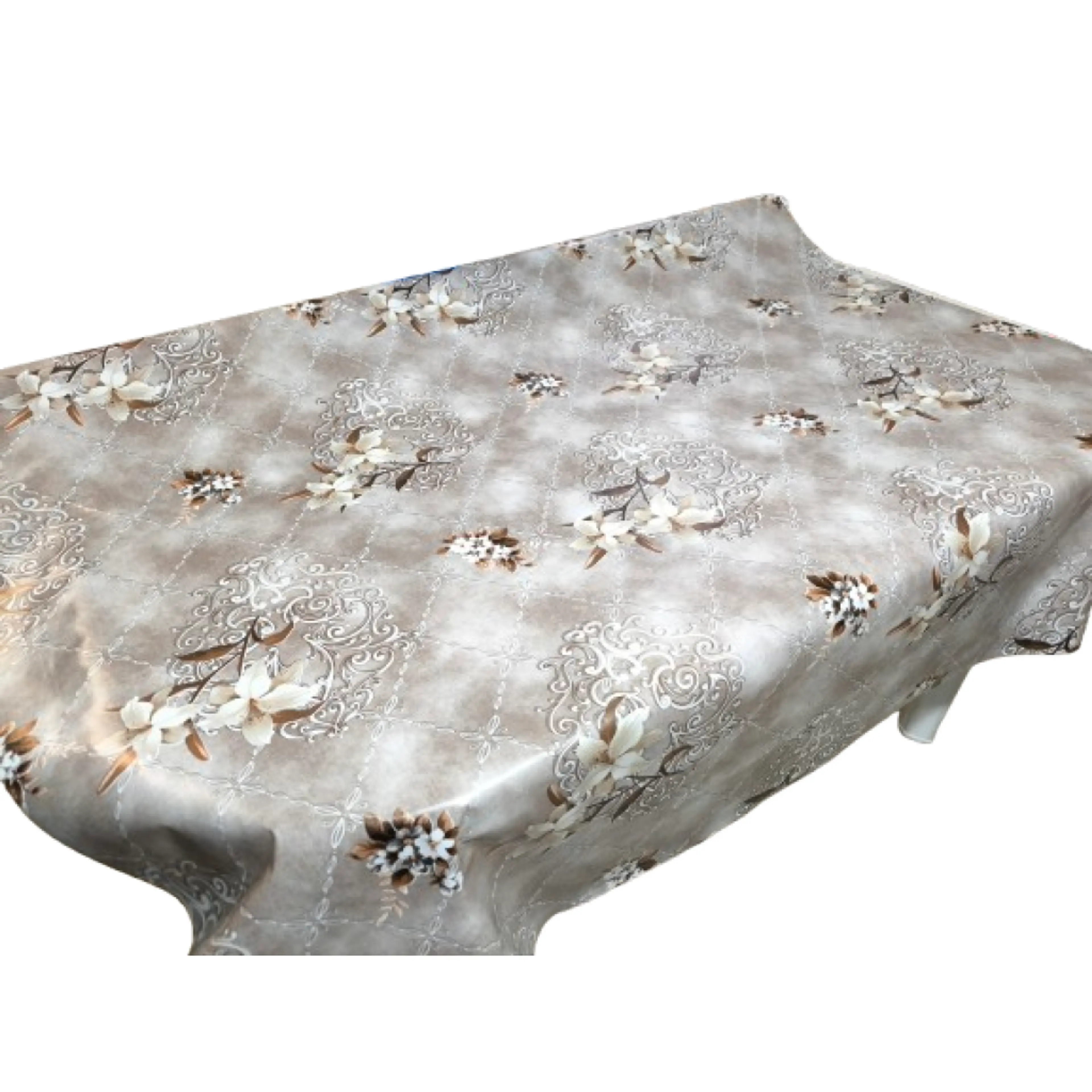 Мушама, бели цветя на бежов фон