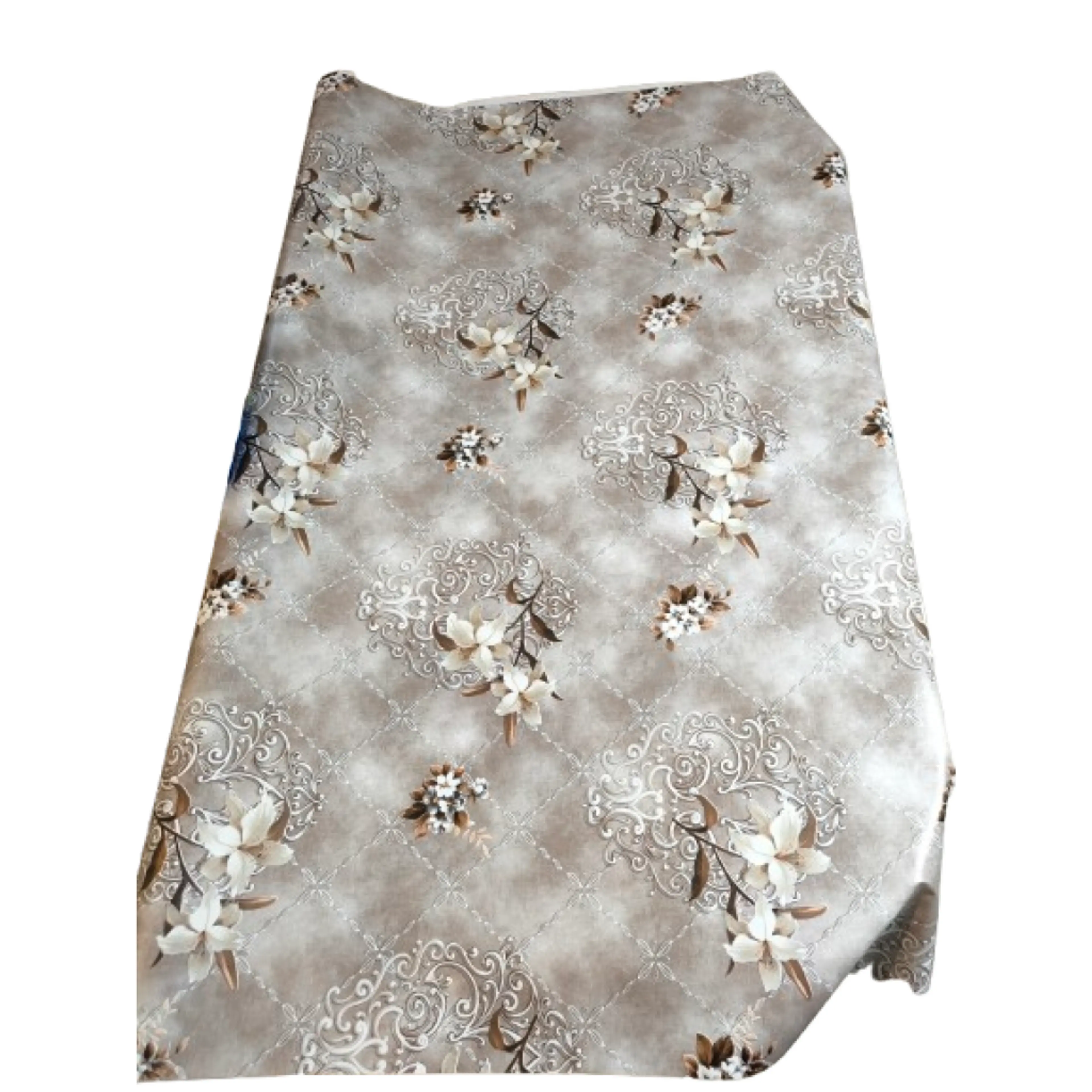 Мушама, бели цветя на бежов фон