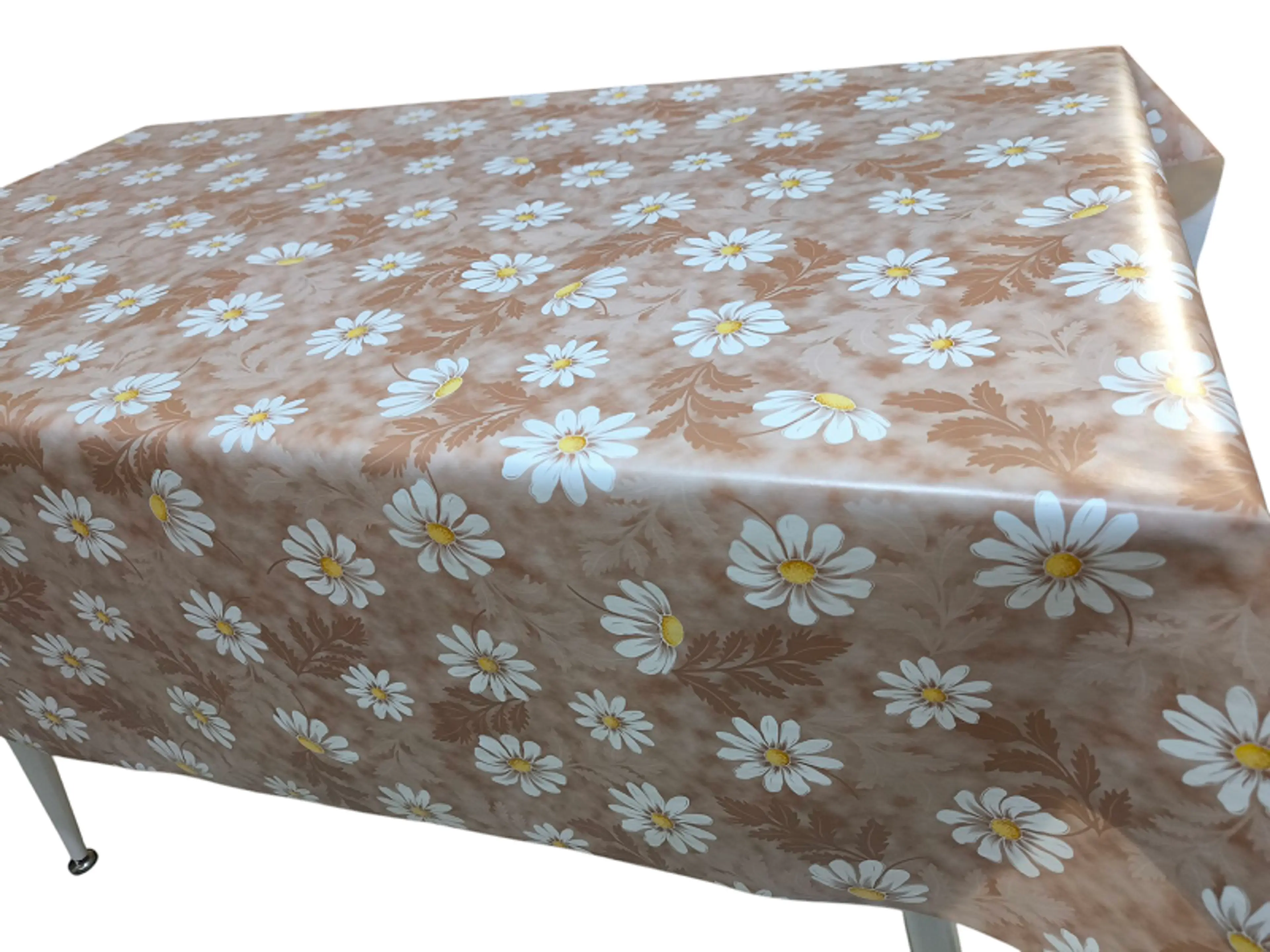 Мушама за маса, кафява маргаритка 140см цял топ- 20м