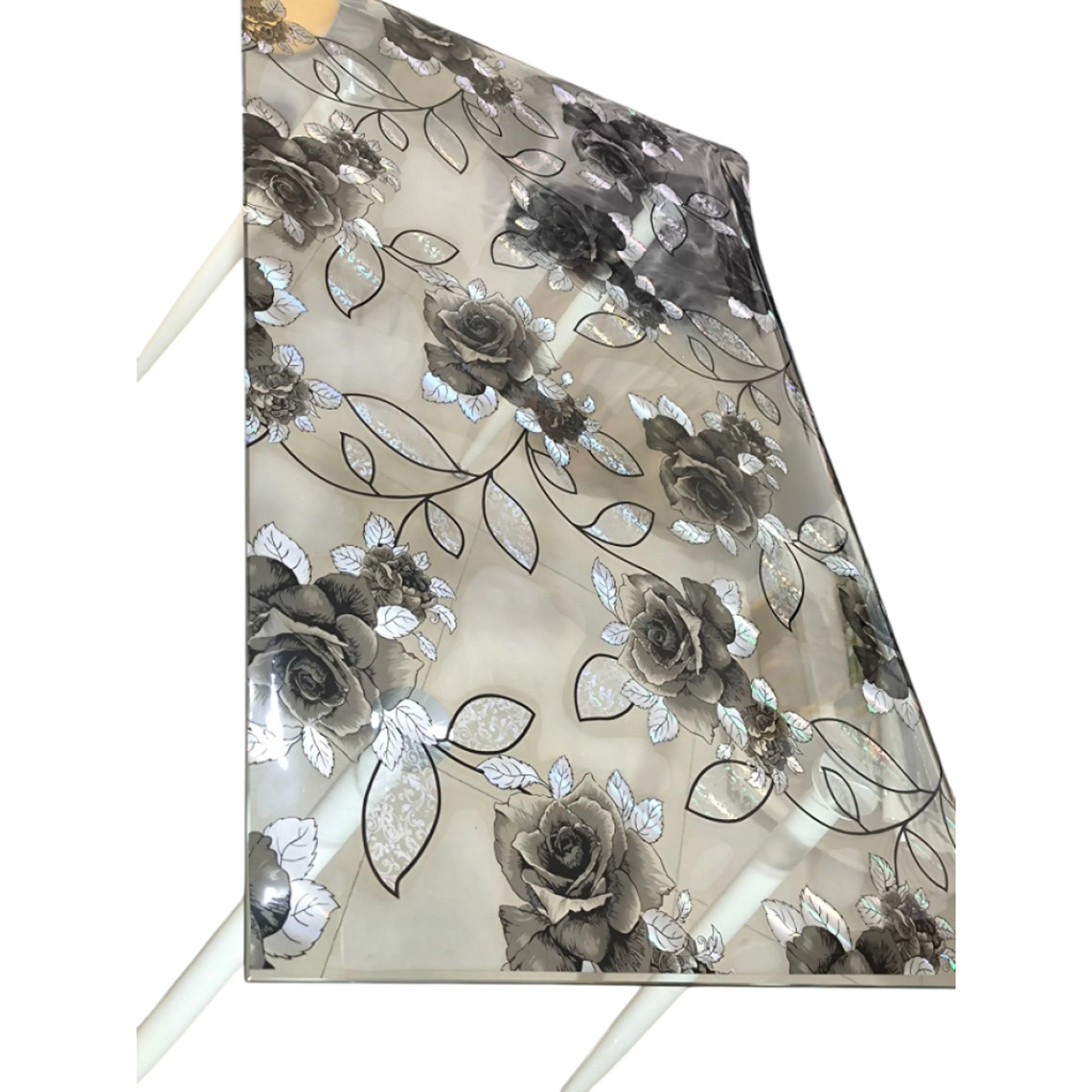 Протектор за маса, прозрачен фон с големи красиви рози 80см 260см