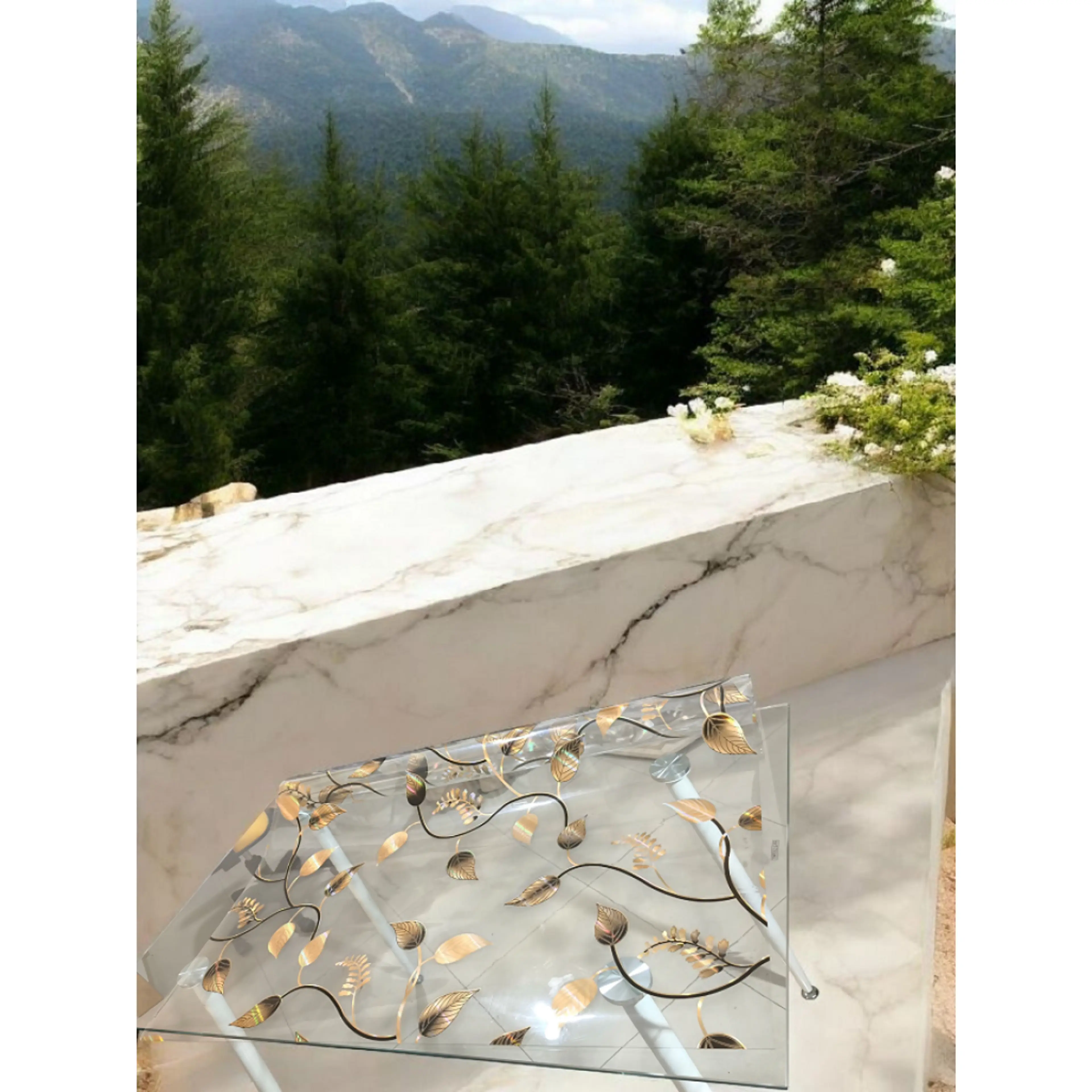 Протектор за маса, златни листенца 100см 180см