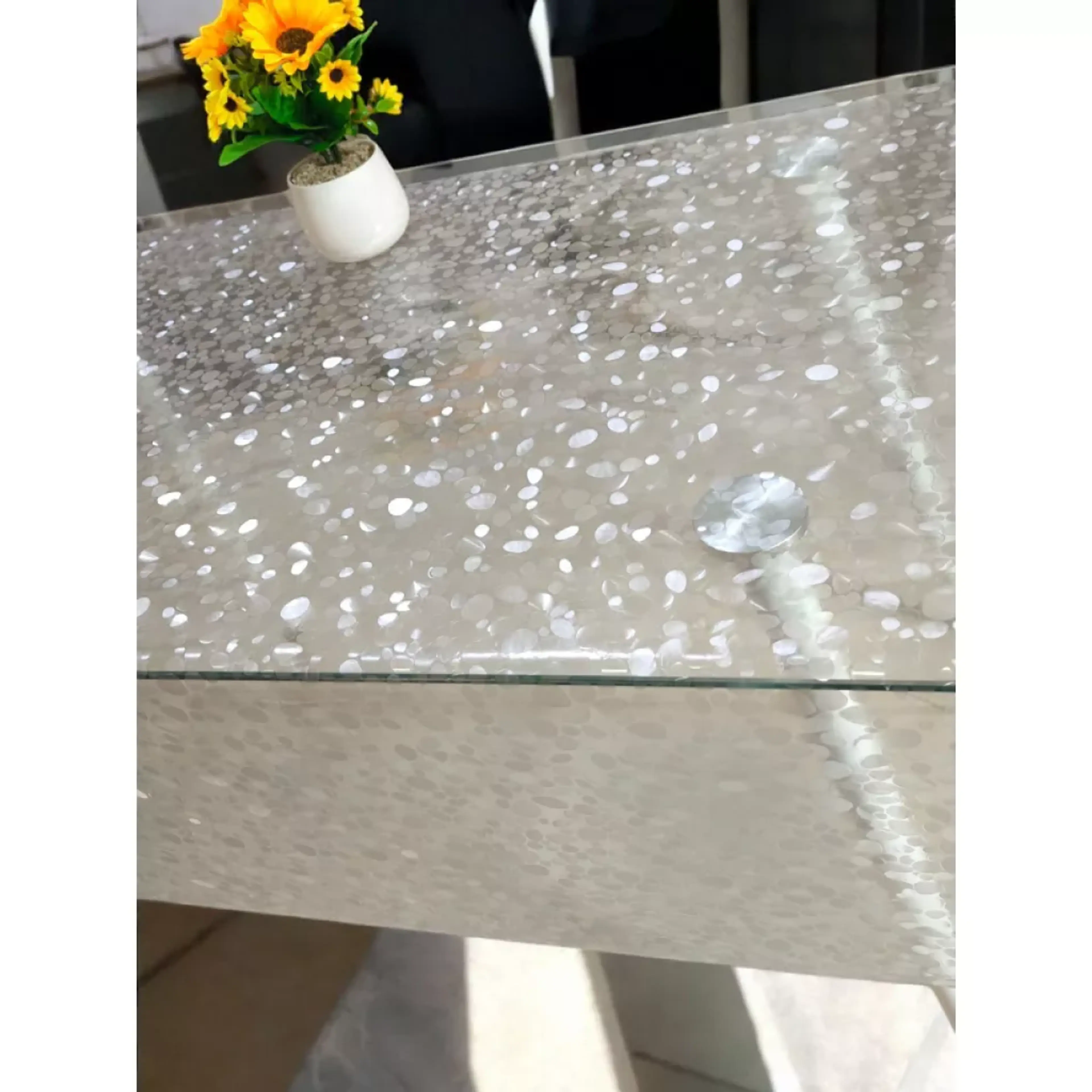 Прозрачна силиконова мушама, камъни 140см 140см