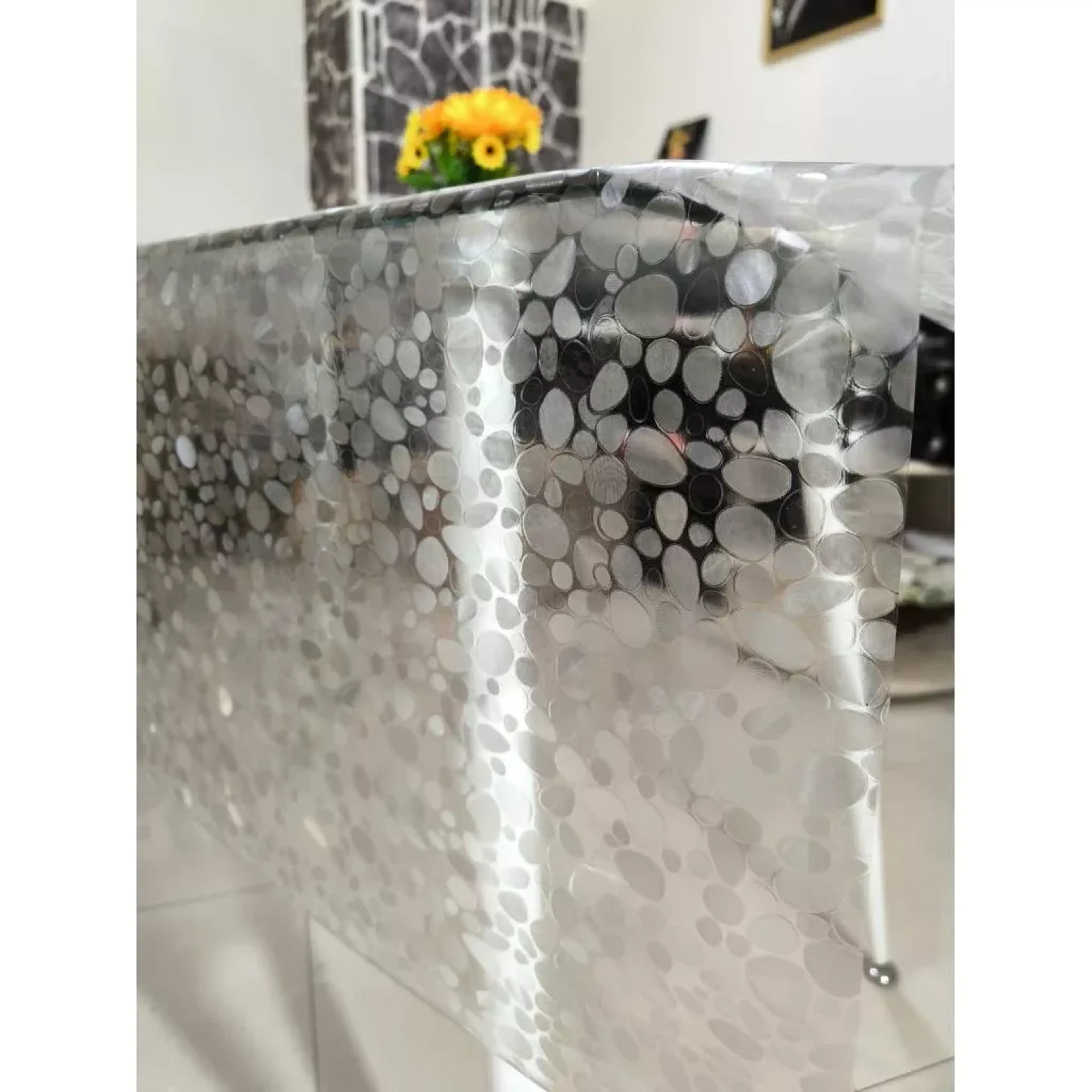 Прозрачна силиконова мушама, камъни 140см 180см